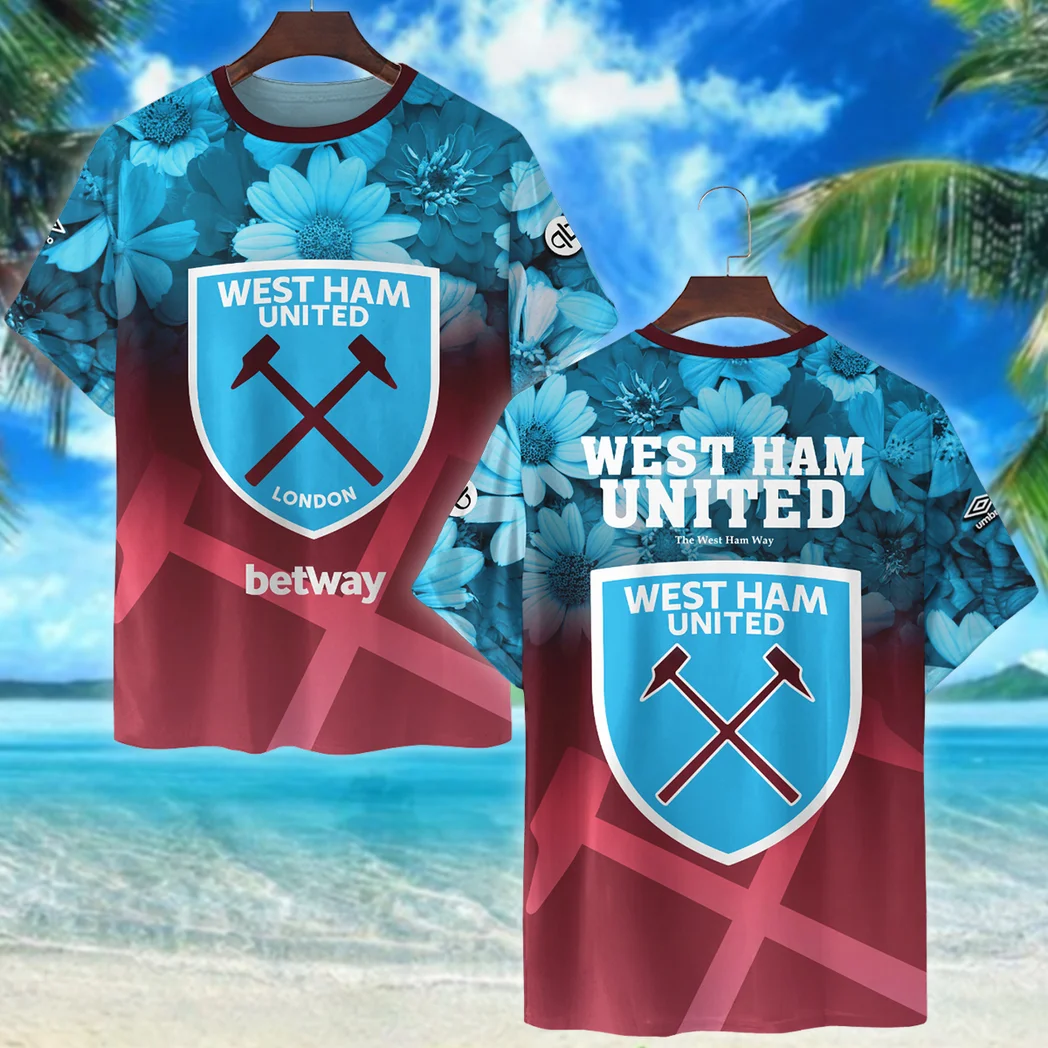 West Ham United Shirt print all the way, gift for fan West Ham United HVN1000WHU05072025TS3D